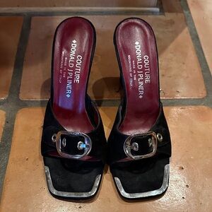 Donald J. Pliner Black Mules with Silver Accents